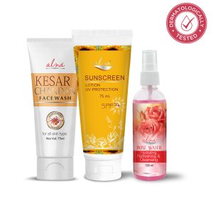 ALNA Kesar Chandan Face Wash + Sunscreen + Rose Water